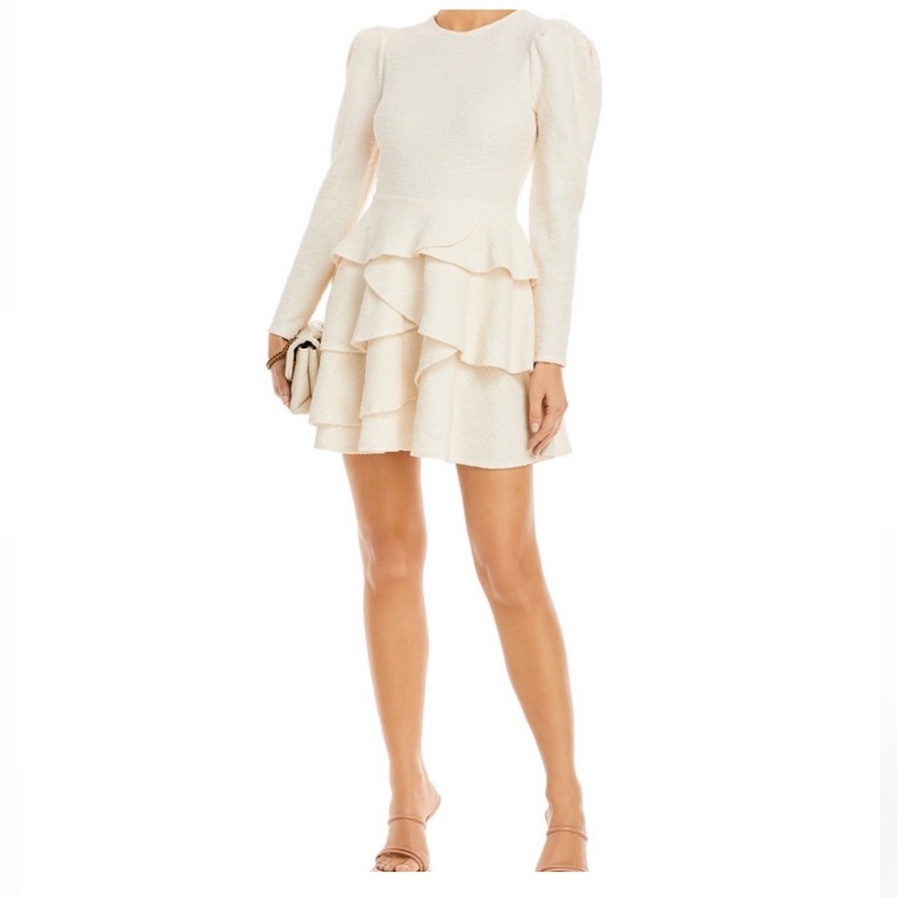 🆕 AQUA Puff Sleeve Ruffle Bottom Dress